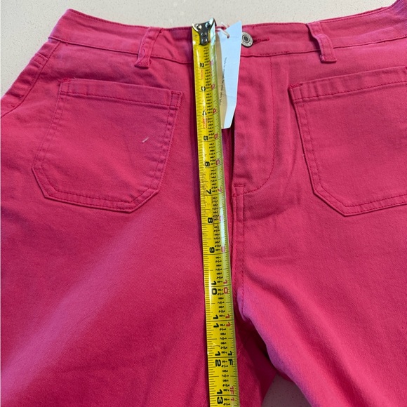 NWT luvamia Vibrant Pink Flared Stretch Denim Pants Size Large - Picture 5 of 9